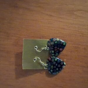 Colorful Navy Heart-Shaped Earrings